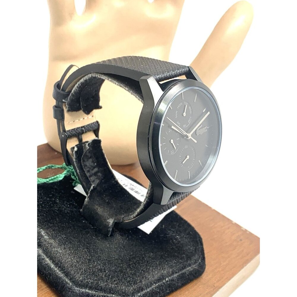 Lacoste Men's Watch 2010997 Quartz Black Dial 12.12 Leather Strap 42mm - Picture 2 of 14